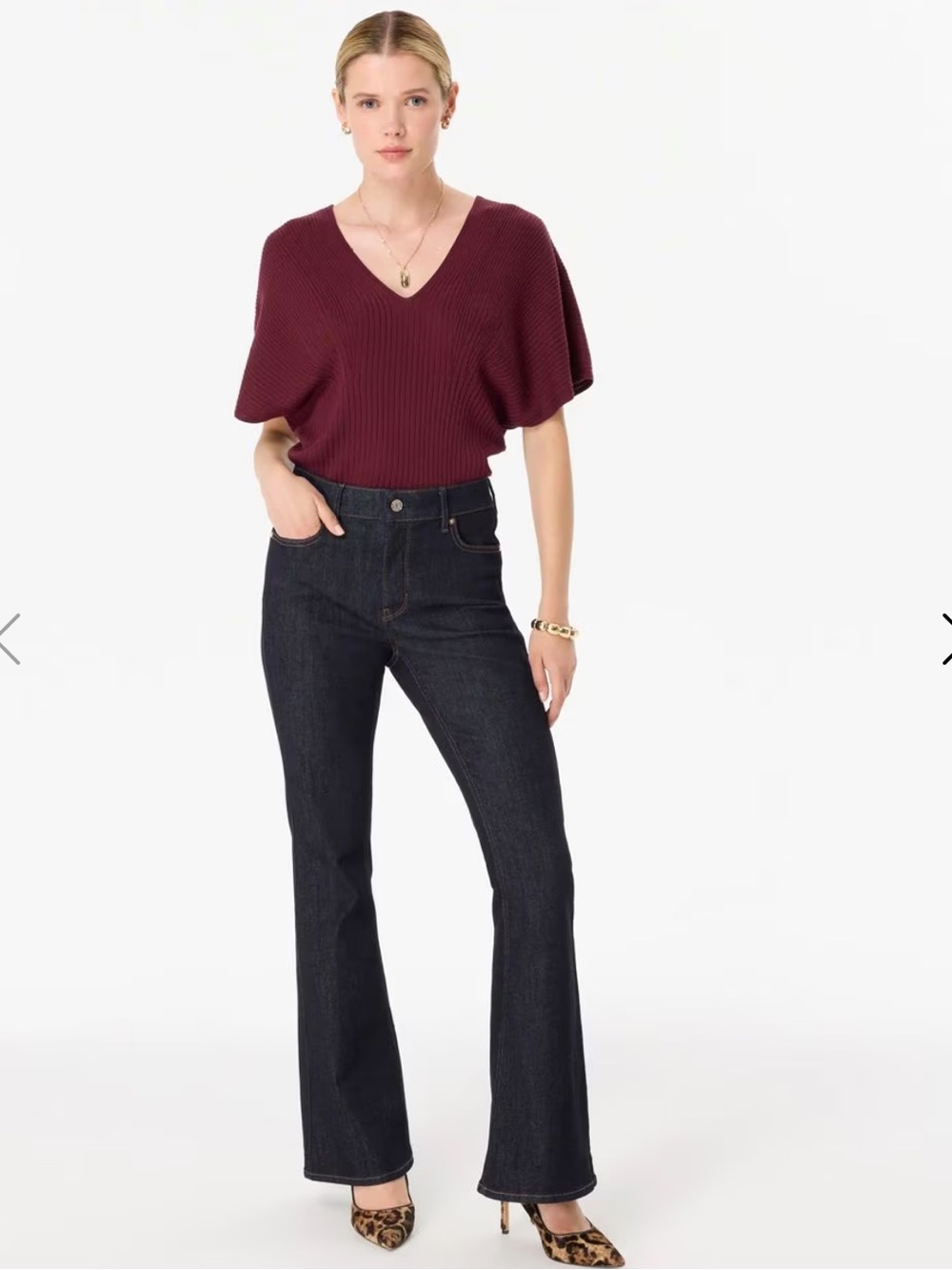 WHBM Skinny Flare Jeans denim dark 10 short dark